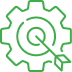 Icone d'engrenage vert avec une cible au centre et une flèche atteignant le mille, symbolisant la stratégie, les objectifs et la précision.